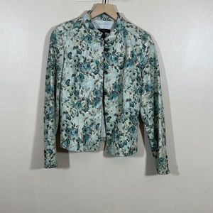 Women’s Studio 512 size M leather floral jacket, floral print, blue green brown